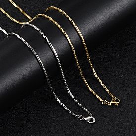 1.5мм стойка покрытие латунные цепочки ожерелья для женщин мужчин, без кадмия и без свинца, 901 застежка из нержавеющей стали, долговечный