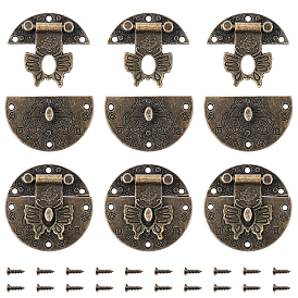 Alu-Box-Lock-Verschlussverschlüsse, schmuckschatulle riegel schnappverschlüsse, mit schrauben, cadmiumfrei und bleifrei, flach rund mit Schmetterling