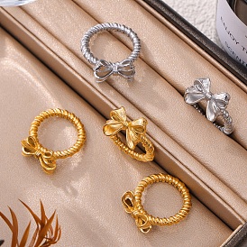 Titanium Steel Finger Rings, Bowknot, for Women