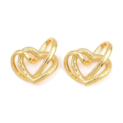 Brass Pendants, Double Heart Charms