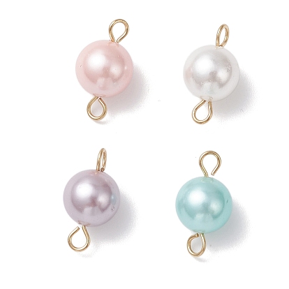 Круглые звенья из полированного жемчуга, с 304 двойными петлями из нержавеющей стали, реальный 18 k позолоченный