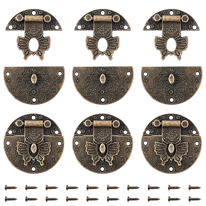 Alu-Box-Lock-Verschlussverschlüsse, schmuckschatulle riegel schnappverschlüsse, mit schrauben, cadmiumfrei und bleifrei, flach rund mit Schmetterling