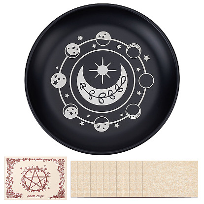 1 сумка с маятниковой доской из нержавеющей стали, биолокация гадальная доска, для колдовства принадлежности для викканского алтаря, с бумажной карточкой, плоско-круглые