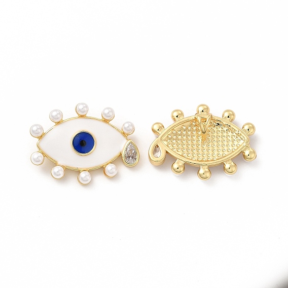 Стойки обшивки латунь кубического циркония подвески, с пластиковой имитацией жемчуга и эмали, без кадмия и без свинца, реальный 18 k позолоченный, долговечный, сглаз со слезинкой