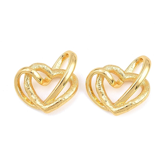 Brass Pendants, Double Heart Charms