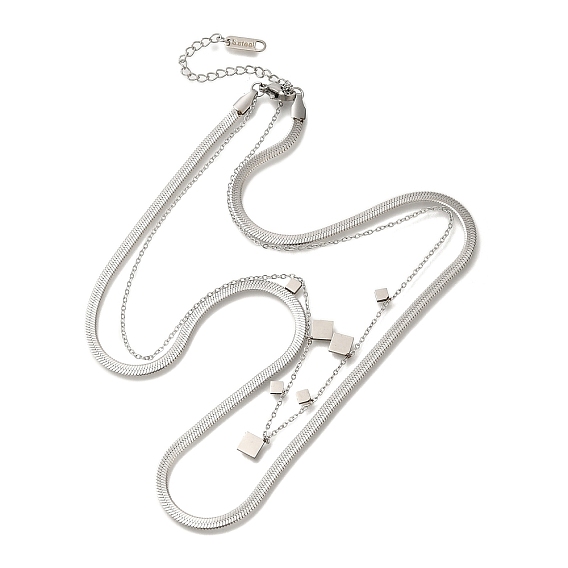 201 двухслойные ожерелья из нержавеющей стали в виде змейки, квадратных кулон ожерелье