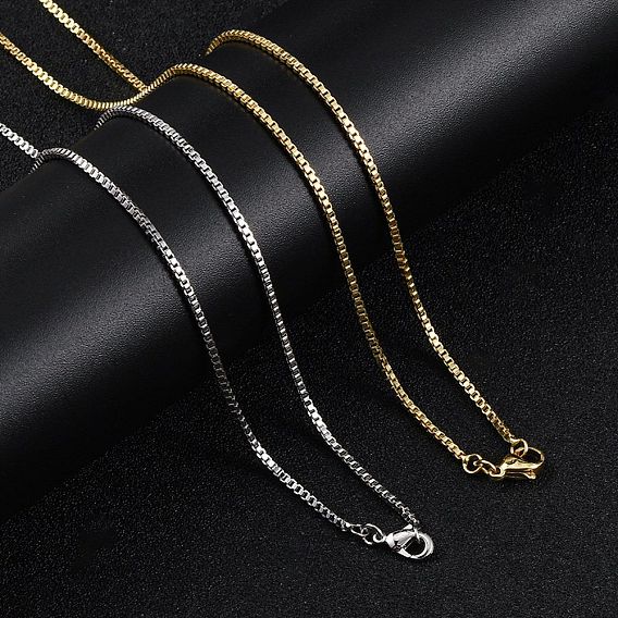 1.5мм стойка покрытие латунные цепочки ожерелья для женщин мужчин, без кадмия и без свинца, 901 застежка из нержавеющей стали, долговечный