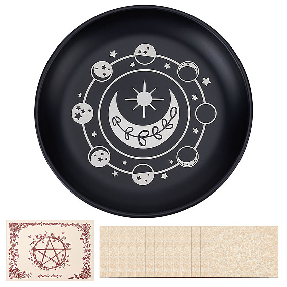 1 сумка с маятниковой доской из нержавеющей стали, биолокация гадальная доска, для колдовства принадлежности для викканского алтаря, с бумажной карточкой, плоско-круглые