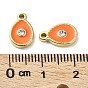 Ion Plating(IP) 304 Stainless Steel Charms, with Rhinestone and Enamel, Real 18K Gold Plated, Teardrop Charm