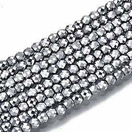 Brins de perles d'hématite synthétiques non magnétiques électrolytiques arc-en-ciel, ronde, facette