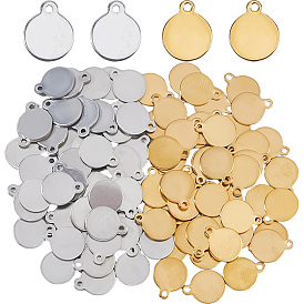 100шт 2 цвета подвески из нержавеющей стали, штамповка пустой метки, плоско-круглые