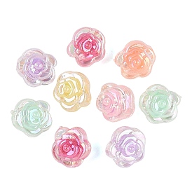 Cuentas de plástico transparente, flor color de rosa, talón en grano, color de ab chapado