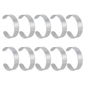 10шт. 304 браслеты-манжеты из нержавеющей стали, простые браслеты для мужчин и женщин