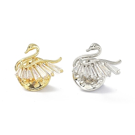 Sparkling Swan Brooch Pin, Brass Cubic Zirconia Breastpin for Bride Girl Women