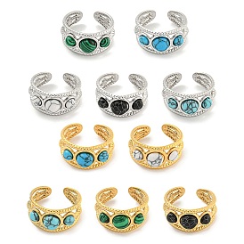 304 anillos de acero inoxidable con piedras preciosas sintéticas, anillos abiertos redondos para mujeres y hombres
