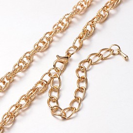 Iron Double Link Chain Necklace Making, with Alloy Lobster Claw Clasps and Iron End Chains, 29.9 inch 