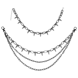 Панк-рок, преувеличенные ожерелья из сплава, а также комплекты украшений на поясах с цепочками, заклёпками, алюминиевыми и железными шипами и кисточками