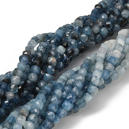 Нити из бусин бирюзового цвета с градиентным переходом цвета, натурального дьявольского синего., кубические, граненые