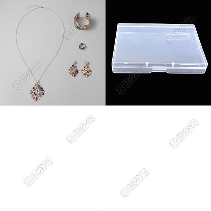 Pendientes colgantes de hoja de roble de plástico, collar con colgante, pulsera abierta y anillo de puño., conjunto de joyas para mujer