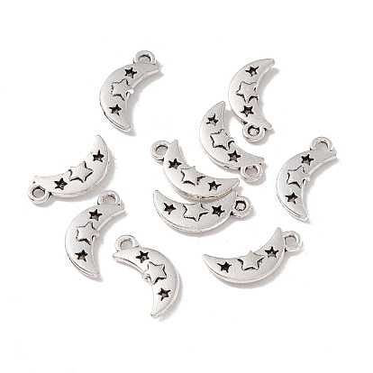 Tibetan Style Alloy Pendants, Moon with Star