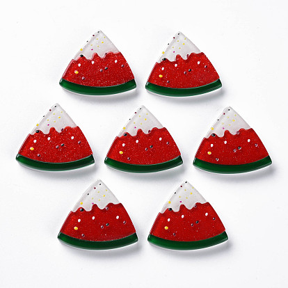 Cellulose Acetate(Resin) Cabochons, with Glitter Powder, Watermelon