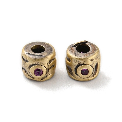 Rack Plating Brass Micro Pave Cubic Zirconia Beads, Long-Lasting Plated, Cadmium Free & Lead Free, Column