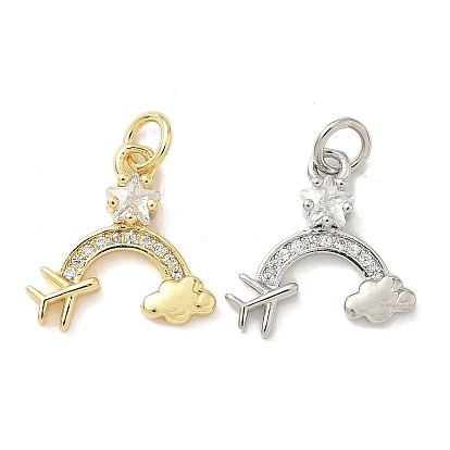 Латунные микро проложить кубического циркония подвески, радуга с подвесками в виде самолета, долговечный, без кадмия и без свинца, стойки покрытие, с целью перехода в кольце