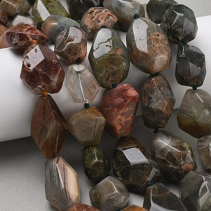 Натуральный зеленый lodolite кварц бисер пряди, самородки, граненые