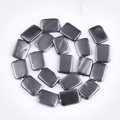 Shell Pearl Beads Strands, Spray Painted, Rectangle