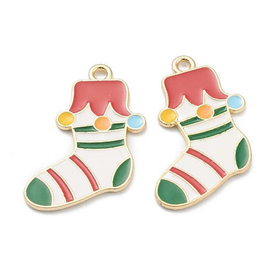 Подвески из эмали и сплава, на Рождество, свет позолоченные, Рождественский чулок