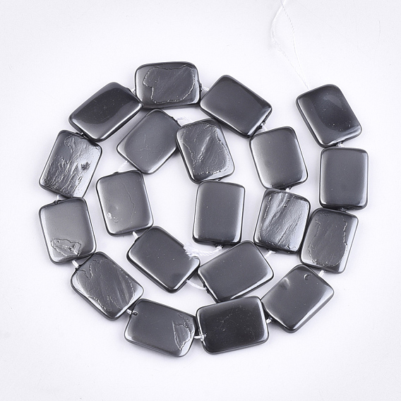 Shell Pearl Beads Strands, Spray Painted, Rectangle