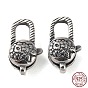 925 Thailand Sterling Silver Lobster Claw Clasps, Flower, with 925 Stamp