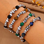Bracelets en acier inoxydable et perles acryliques pour hommes, couleur inox