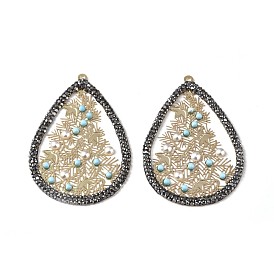 Полимерная глина хрусталь большие кулоны, с естественным Howlite, акриловые жемчужные бусины и латунные находки, слеза