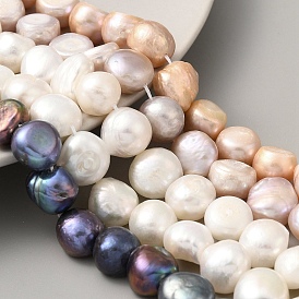 Natural Cultured Freshwater Pearl Beads Strands, Two Sides Polished