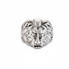 Men's Adjustable Alloy Rings, Chunky Lion Ring, Cadmium Free & Lead Free