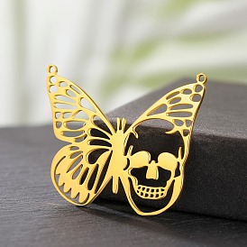 Stainless Steel Pendants, Butterfly with Skull