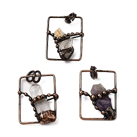 Природных драгоценных камней самородки подвески, прямоугольные подвески с латунными камнями, без кадмия и без свинца, Красная медь