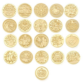 Castle/Pumpkin/Skull/Ghost/Witch/Cross Halloween Series Wax Seal Brass Stamp Heads, for Wax Seal Stamp, Golden