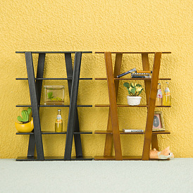 1/12 Dollhouse Miniature Wooden Furniture, Hollow Shelf Storage Cabinet Model Ornament