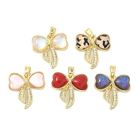 Латунные микро проложить кубического циркония подвески, бантом прелести, cmолой, долговечный, без кадмия и без свинца, стойки покрытие