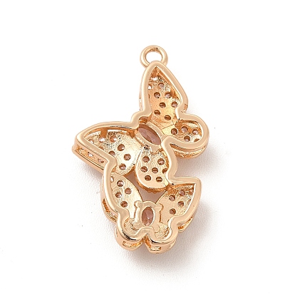 Brass with K9 Glass Pendants, Golden Butterfly Charms