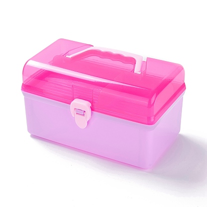 Plastic Box, Detachable Storage Box, with Two Layers and Handle, for Jewelry Findings, Rectangle