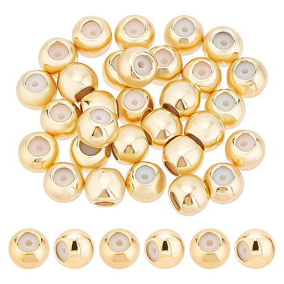 30 латунные бусины шт., с резиной внутри, ползунки, круглые