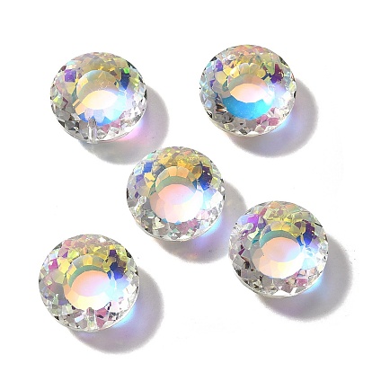 Стеклянные подвески, плоско-круглые, AB цвет, граненые