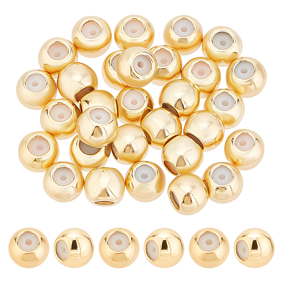 30 латунные бусины шт., с резиной внутри, ползунки, круглые