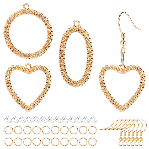 DIY Dangle Earring Making Kits, include Brass Earring Hooks & Pendants & Jump Rings, Plastic Ear Nuts