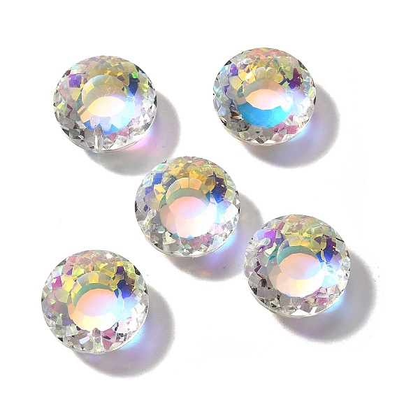 Стеклянные подвески, плоско-круглые, AB цвет, граненые