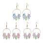 3 пары 3 цвета 304 серьги-подвески в форме цветка и листа из нержавеющей стали, с акриловыми бусинами и подвеской, Латунные крючки для сережек, реальный 18 k позолоченный