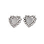 304 Stainless Steel Stud Earring Findings, Earring Setting for Enamel, with Ear Nuts, Heart
